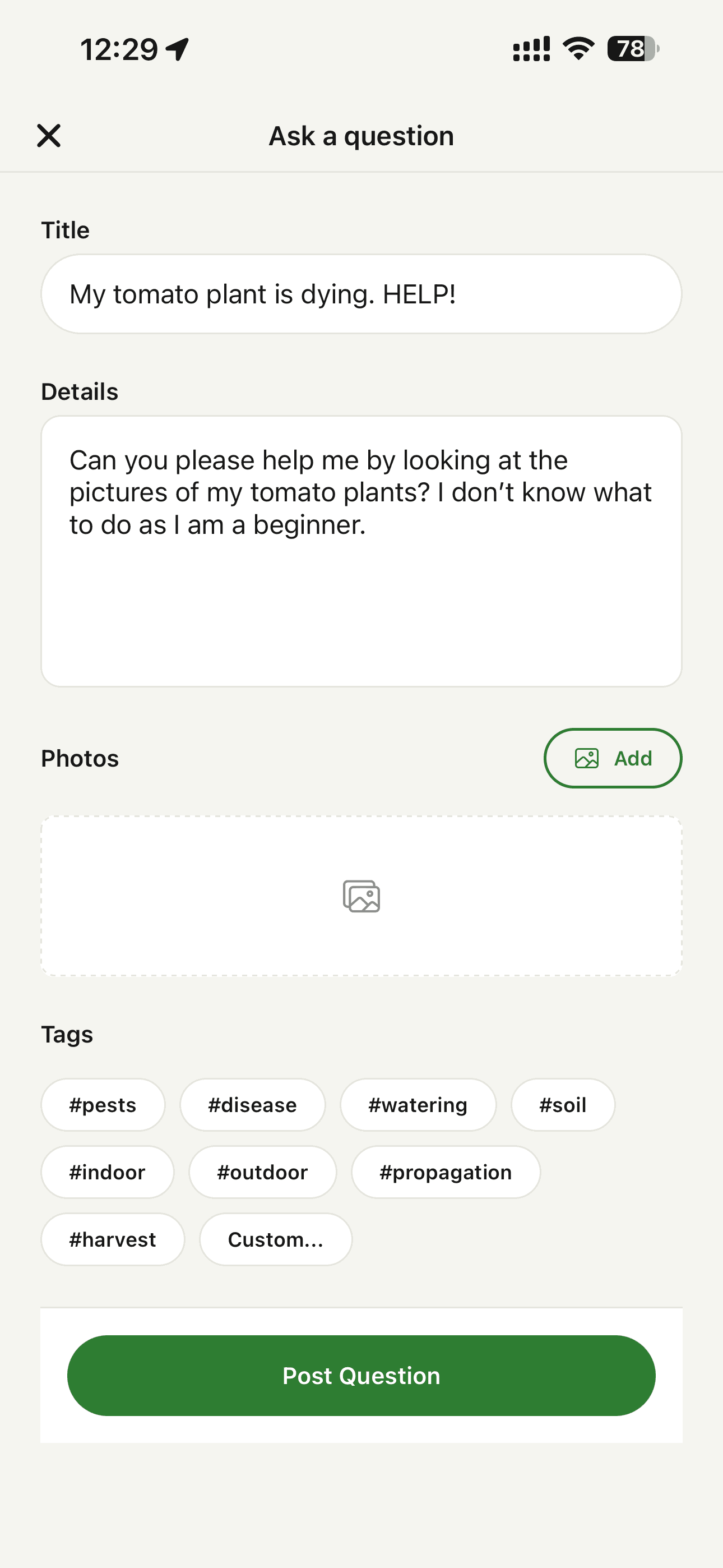 PlantPeepal — community feed screen